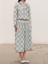 YANYAN KNITS Fall/Winter 2025 Collection: Wool Plaid Work Jacket/Mid-Length Skirt YYK-YYW25-1191-LAN (Jacket)